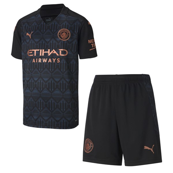 Camiseta Manchester City Replica Segunda Ropa Niños 2020/21 Negro